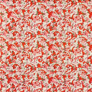 Florentina red - Florentine paper with gold print, Italy