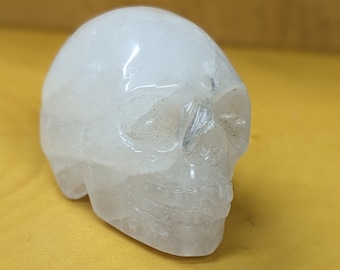 Quartz Crystal Gemstone Skull Carving