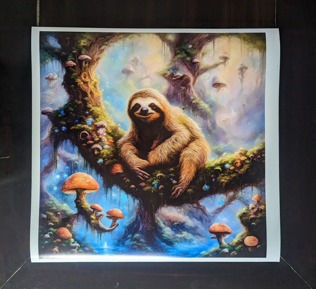 Magical Sloth Poster 20x20 Inch Print - Etsy