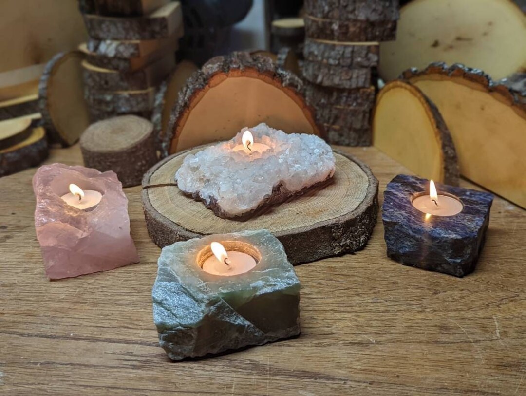 Crystal Gemstone Candle Holders Etsy