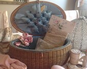 Beautiful antique shabby chic wicker sewing basket