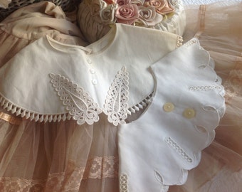 Two sweet vintage creamy white lace collars
