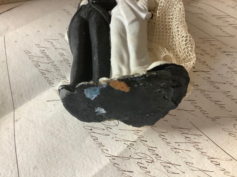 Beautiful 1930s bisque bride and groom cake topper image 3