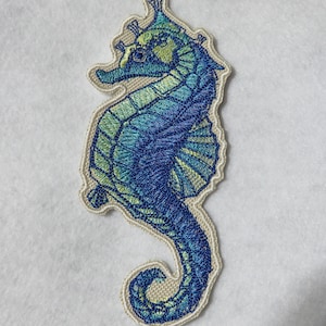 Seahorse, embroidery patch, emblem, iron on, Florida, tropics, beach, ocean, marine life