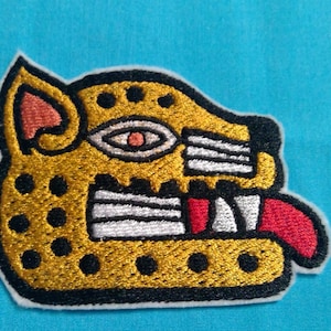 Best selling, Mayan patch, Mexican Balam totem, symbol, Jungle cat, embroidery, iron on, Yucatan