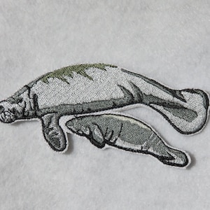 Manatee, embroidery patch, emblem, iron on, Florida, tropics, beach, ocean, marine life
