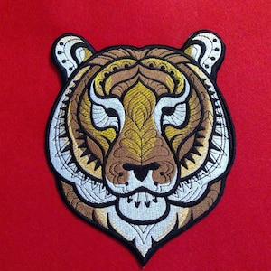 Tiger patch, extra large, iron on, patches for jackets, jungle, cat, biker, applique, jacket, home decor, vest