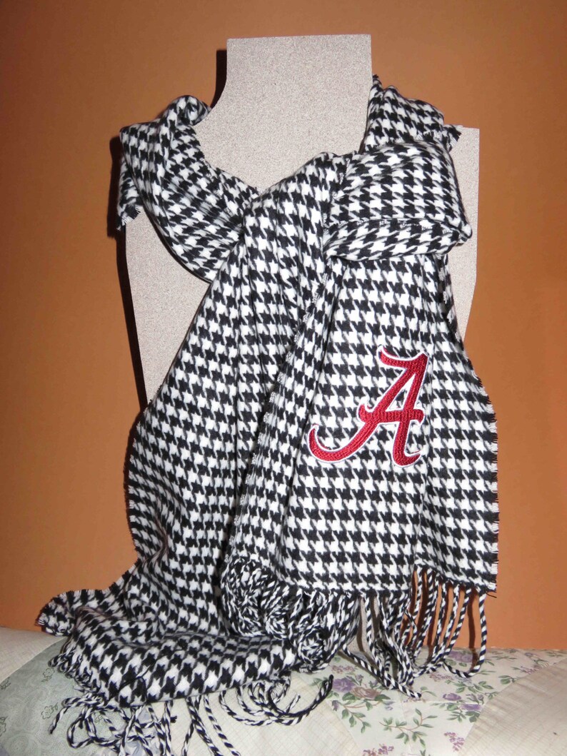 Alabama Houndstooth Scarf. Crimson Tide. Cashmere Black and Etsy