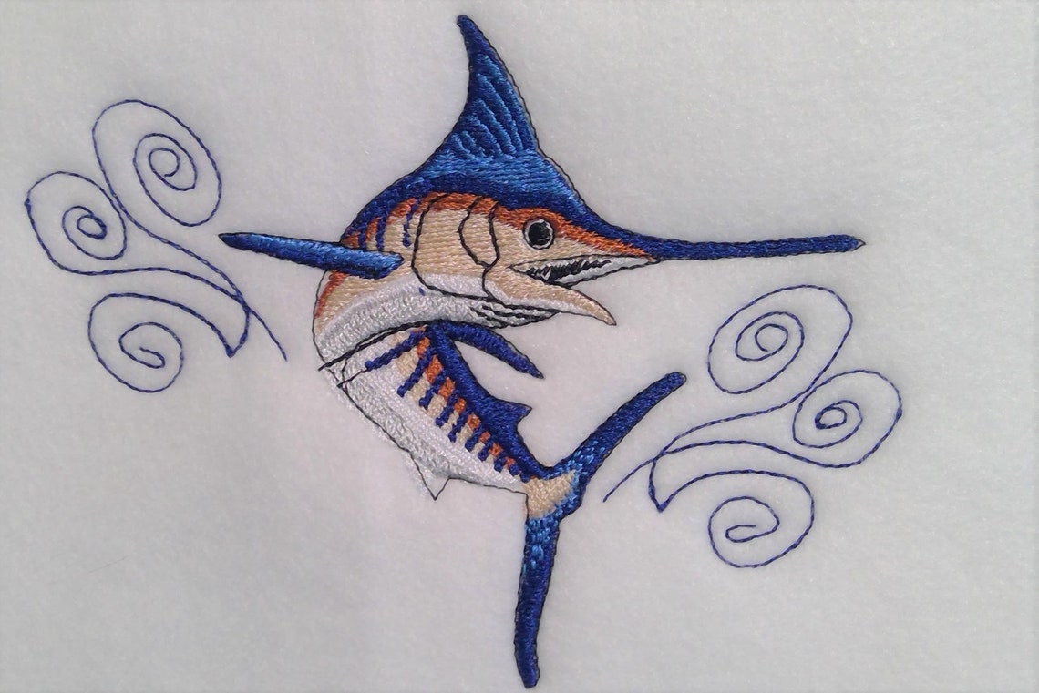Blue Marlin Embroidery Design Download Jumping Billfish - Etsy