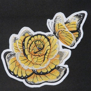 Butterfly, large size, rose, iron on, patch, embroidery, beautiful colors, flowers