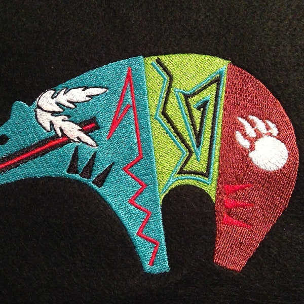 Bear Patch, Southwest style bear, patches for jackets, Native American, iron on, embroidery, totem, spirit animal, spirit bear, western