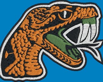 Rattlers, 3 sizes, embroidered iron on, patch, small, med, xlarge, snake