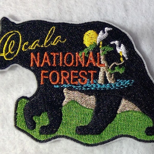 Ocala National Forest, Florida souvenir, patch, black bear, kayaking, travel, fresh water springs, vacation, iron on, emblem