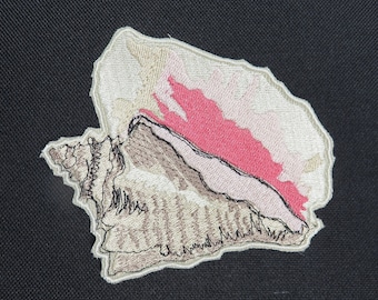 Conch shell, embroidery, iron on patch, tropics, beach, vacation, King conch