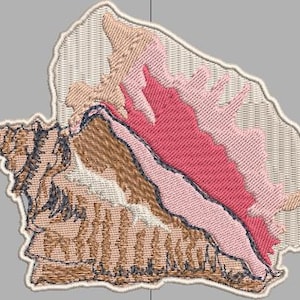 Conch shell, embroidery, iron on patch, tropics, beach, vacation, King conch