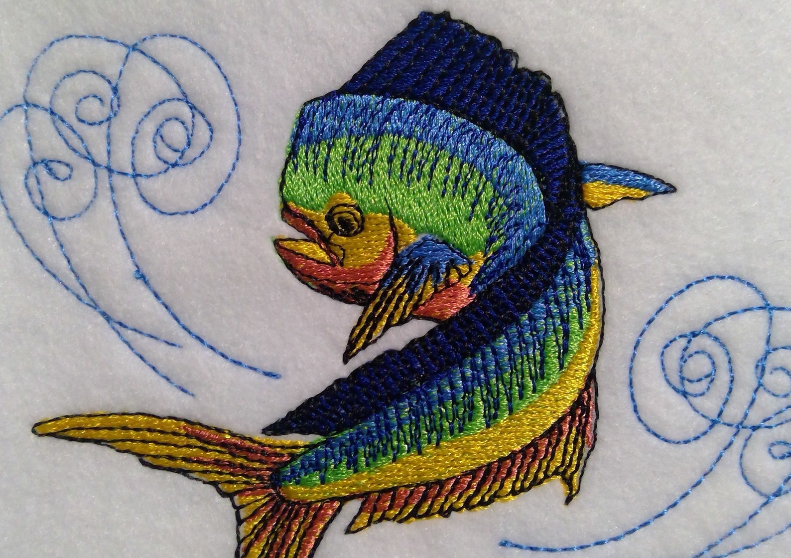 Mahi Mahi fish embroidery design Dorado Bull Dolphin fish Etsy