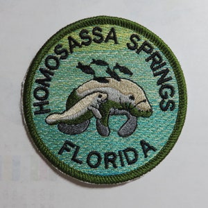 Homosassa Springs, Florida souvenir, manatee, kayaking, travel, fresh water springs, vacation, iron on, emblem