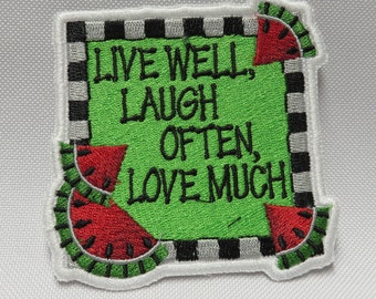 Watermelon, Iron on Patch, Live well, summer, picnic, emblem,