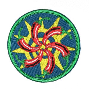 Chili Peppers Embroidered Iron On Patch, Southwest Kitchen