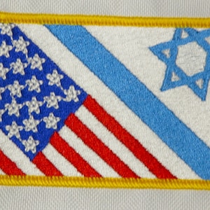 Israel and USA flag combo, iron on embroidery patch
