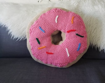 Donut Crochet Throw Pillow