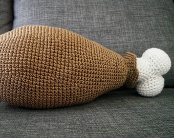 Chicken Leg Crochet Throw Pillow