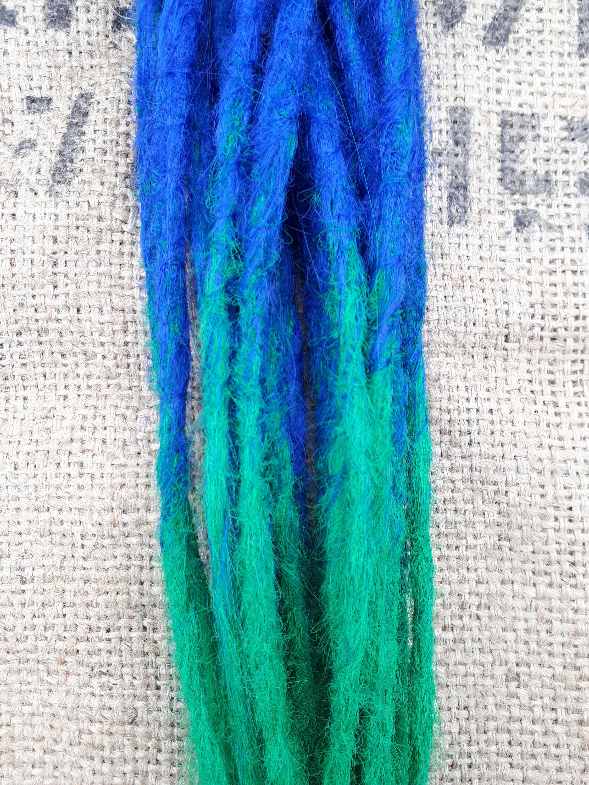 Synthetic Dreads Sea Foam Blue Green Ombre Dreadlock Clipins Single Weft Clip Dreads Set of 18