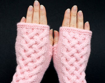 Hand Knitted Fingerless Gloves, Light Pink Gloves, Pastel Color, Mittens, Mitts, Gloves & Mittens, Gift For Her, For Women, Accessories