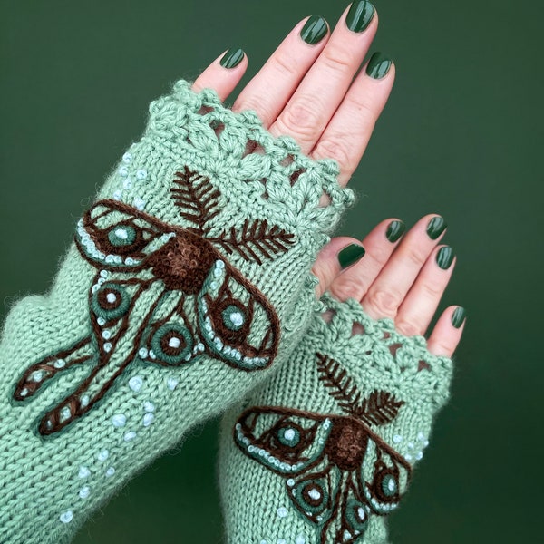 Embroidered Gloves Etsy