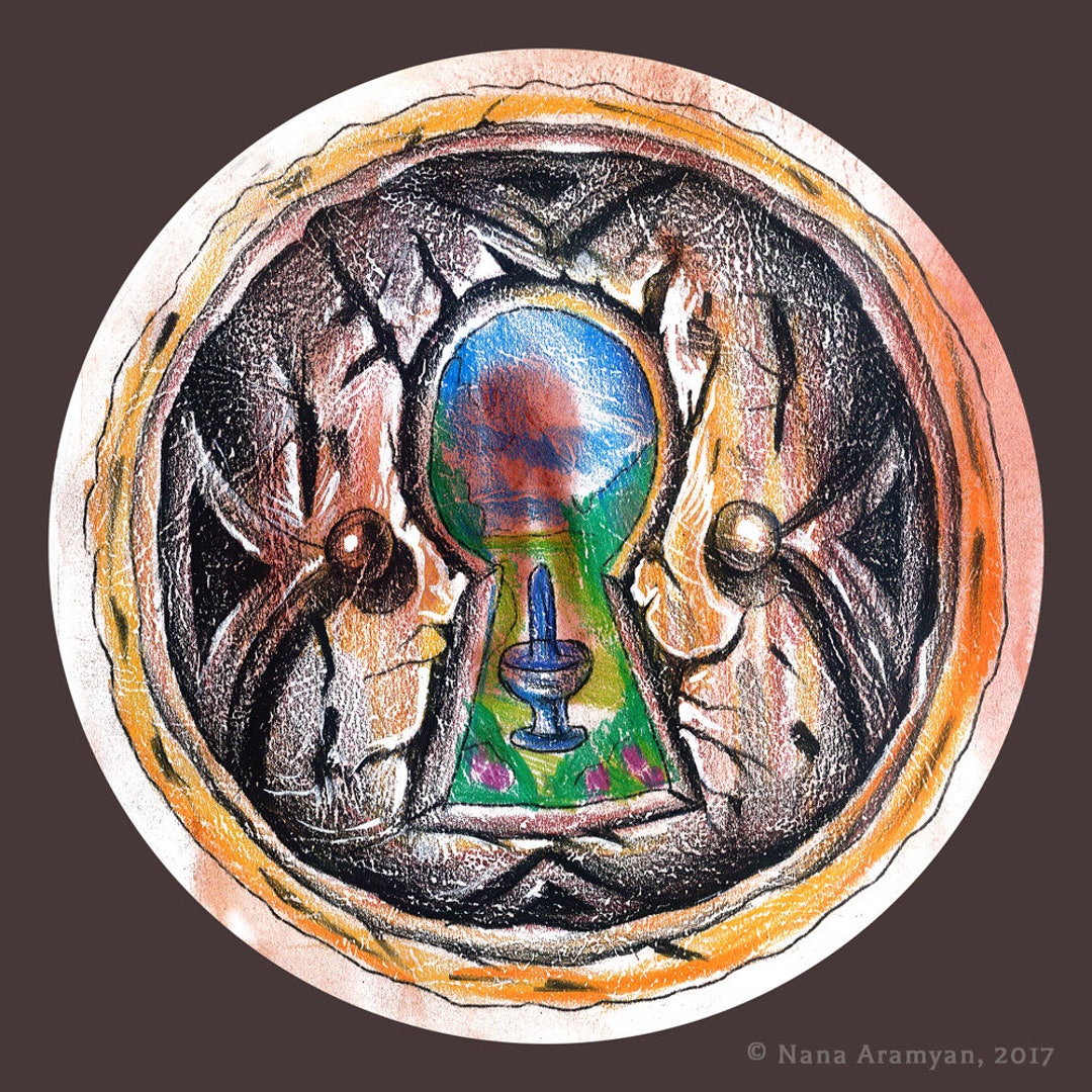 Magical Keyhole Drawing. Original Graphic. alice in Etsy UK