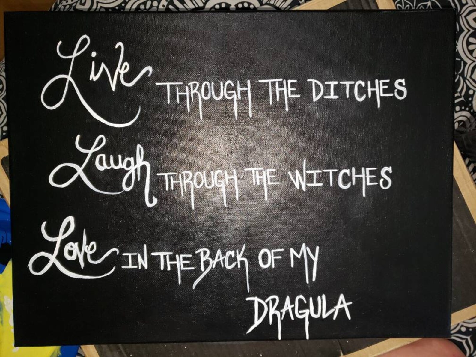 Live Laugh Love Rob Zombie Dragula Custom Acrylic Painting Etsy