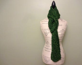 Chunky Knit Extra Long Forest Green Scarf, Hand Knit, Gift for Women, Fluffy Scarf, Unique Gift, Gift for Teacher, Gift for Her