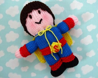 MADE TO ORDER - Superkid Superhero Doll, Handmade Knit Doll, Dolls for Boys, Super Hero, Gift for Boy, Soft Doll