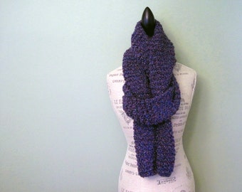 Hand Knit Chunky Purple Scarf: Soft & Fluffy, Extra Long