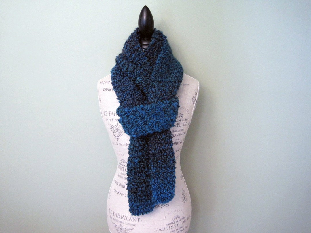 Extra Long Teal Scarf, Hand Knit, Women's Scarf, Chunky Knit, Soft ...