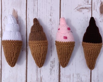 Hand Knit Play Food Ice Cream Cone: Children's Toy, Novelty Gift