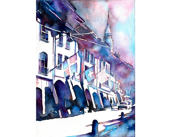 Bern Switzerland Fine Art Watercolor Painting. Street In | Etsy