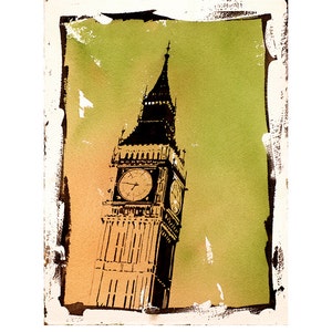 Big Ben watercolor painting- London skyline colorful art United Kingdom, artwork London painting fine art home decor wall art UK  (original)