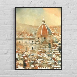 Watercolor painting Florence Italy Italian decor wall hanging, travel poster apartment decor interior design trendy wall art giclee (print)