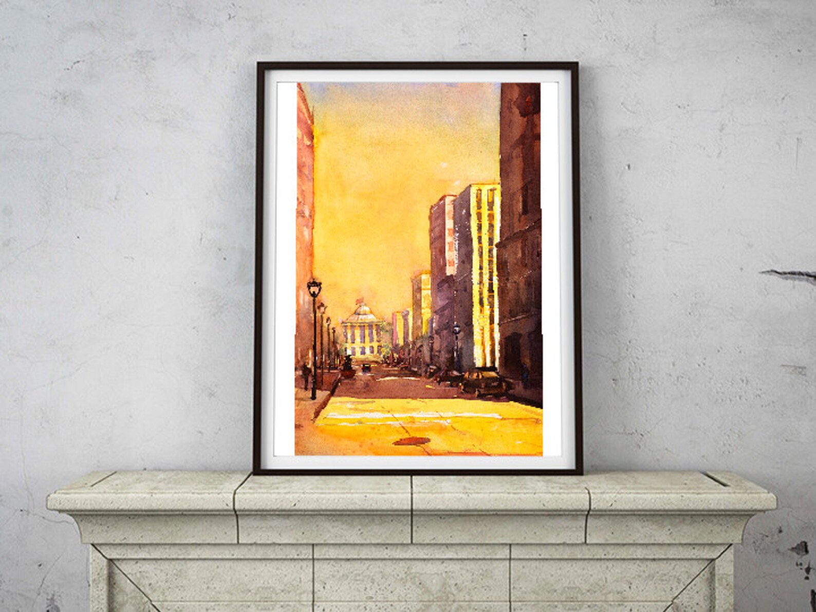 Capitol and downtown buildings of Raleigh NC at sunset. Etsy