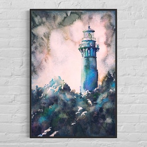 Currituck fyr Outer Banks NC dekor, North Carolina trendig väggkonst handgjord heminredning fyr giclée (tryck) bild 2