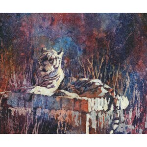 Tiger Watercolor Painting Original Colorful Animal Art Jungle Wall Decor Handmade Kids Room Accent Batik Wildlife Home Interior Gift