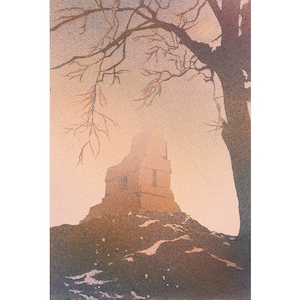 Watercolor Tikal Ruins Print: Guatemalan Landscape Art