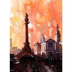 Trending now Las Ramblas Spain watercolor landscape painting