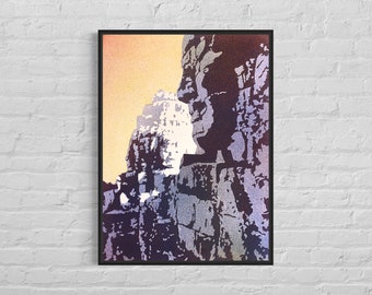 Painting Angkor Wat temple Bayon ruins, SE Asia home decor art for house travel essentials handmade item Khmer giclee Cambodian art (print)