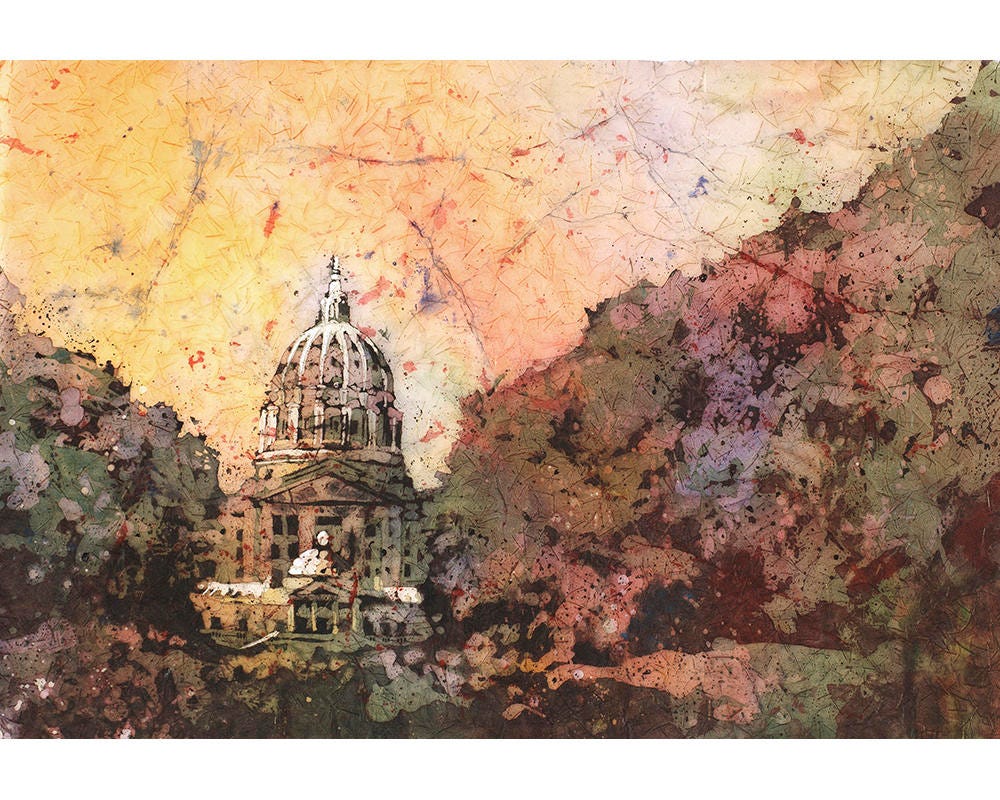 State Capital In Harrisburg Pa Watercolor Landscape | Etsy
