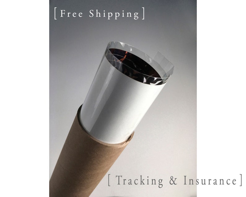 May include: A brown cardboard tube with a white paper lining and a clear plastic wrap. The text "Free Shipping" and "Tracking & Insurance" is printed on the tube.