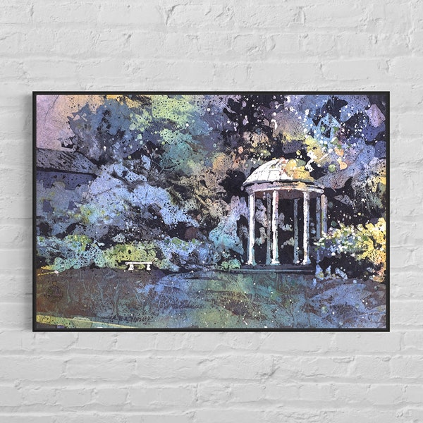 Old Well on University of North Carolina (UNC)- Chapel Hill, NC.  University of North Carolina painting.  UNC well painting fine art (print)