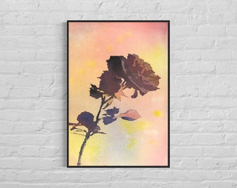 Watercolor Original Rose | Handmade Watercolor Painting | Floral Home Decor | Trending Now Artwork | Colorful Wall Art | Gift for Her House