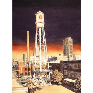 Durham NC skyline watercolor painting travel essentials handmade home decor trendy wall art architecture giclee art for house giclee (print)